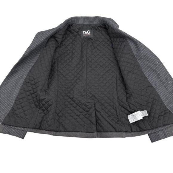 DOLCE & GABBANA Junior Cotton 2 Button Pinstripe Blazer Sz 7/8 Grey - Picture 4 of 9